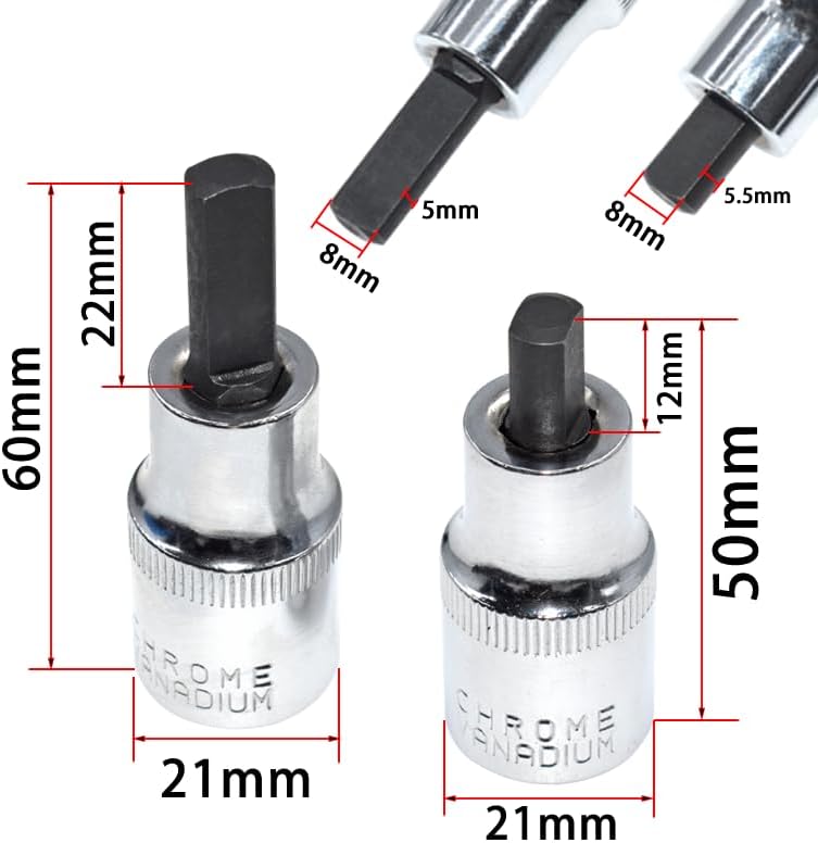 Yuesstloo Suspension Strut Socket Tool, Strut Nut Socket 16mm 18mm 19mm 21mm 22mm 24mm with 12 Point 1/2" Drive, Suspension Spreader Set 8pc Shock Absorber Tool - Image 3